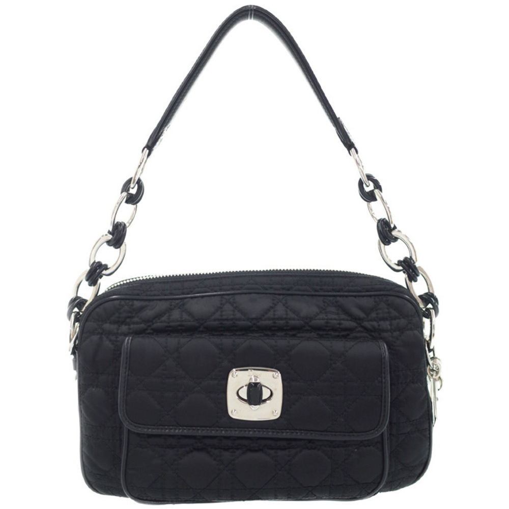 Christian Dior Cannage Chain Semi Shoulder Bag Black